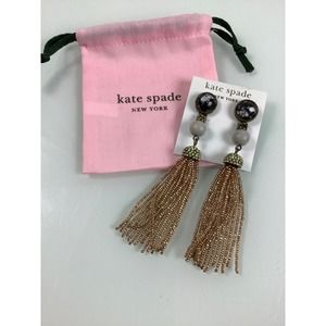 Kate Spade Tassel Statement Beaded Pierced Earrings 4 1/4” NEW